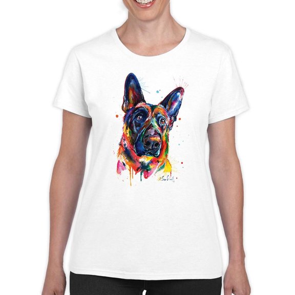 Pastell Colorful German Sheperd T-Shirt Women -Weekday Best Designs, Female Large