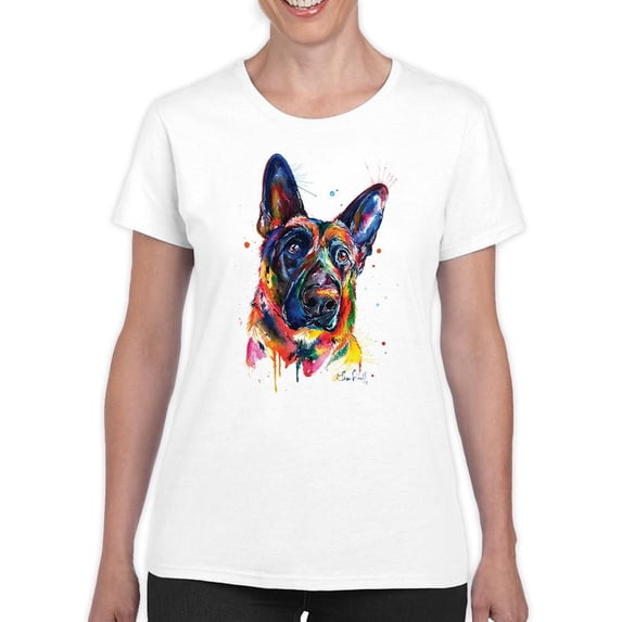 Pastell Colorful German Sheperd T-Shirt Women -Weekday Best Designs, Female Small