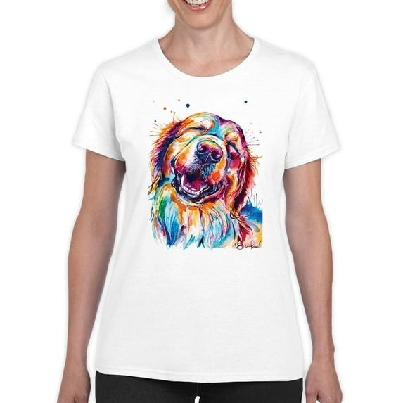 Pastell Colorful Golden Retriever T-Shirt Women -Weekday Best Designs, Female Large