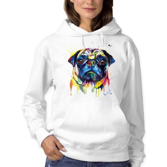 Pastell Colorful Pug Hoodie Women -Weekday Best Designs, Female x-Large