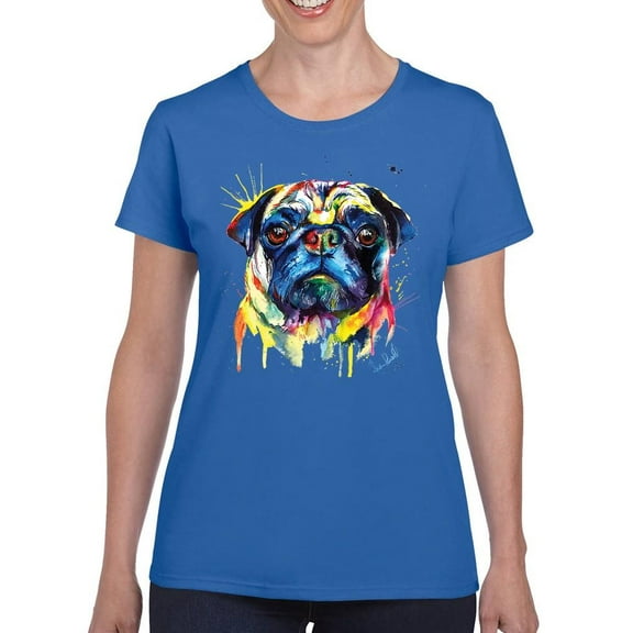 Pastell Colorful Pug T-Shirt Women -Weekday Best Designs, Female Medium