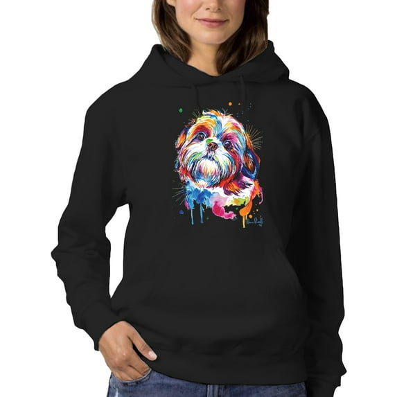 Pastell Colorful Shih Tzu Dog Hoodie Women -Weekday Best Designs, Female Large