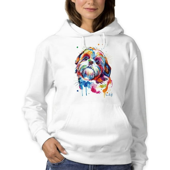 Pastell Colorful Shih Tzu Dog Hoodie Women -Weekday Best Designs, Female Small