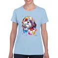 thumbnail image 1 of Pastell Colorful Shih Tzu Dog T-Shirt Women -Weekday Best Designs, Female Large, 1 of 4