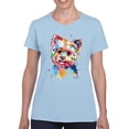 thumbnail image 1 of Pastell Colorful Yorkshire Terrier T-Shirt Women -Weekday Best Designs, Female 3X-Large, 1 of 4