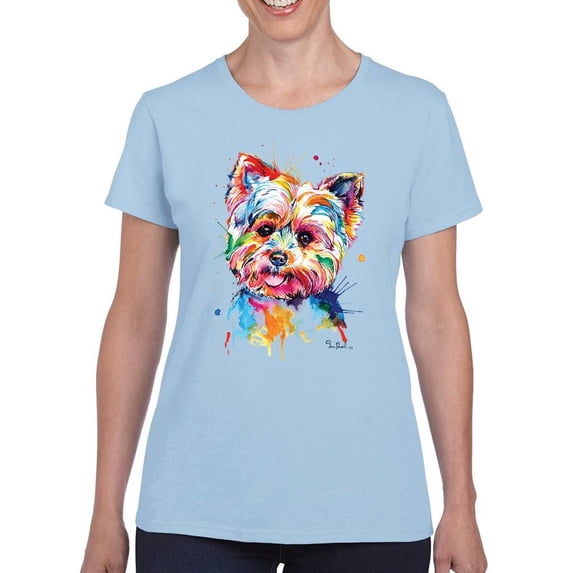 Pastell Colorful Yorkshire Terrier T-Shirt Women -Weekday Best Designs, Female 3X-Large