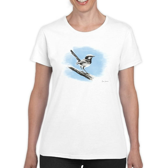 Pastell Cute Bird On A Branch T-shirt Women's -Ashvin Harrison Designs, Female Large