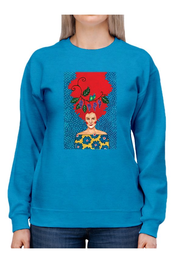 Fiery Haired Woman Sweatshirt Women's -Hulya Ozdemir Designs, Female Large