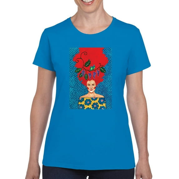Pastell Fiery Haired Woman T-shirt Women's -Hulya Ozdemir Designs, Female Medium