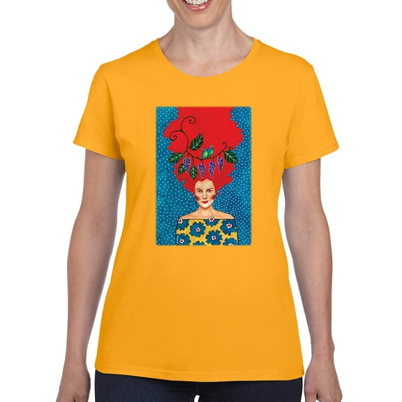 Pastell Fiery Haired Woman T-shirt Women's -Hulya Ozdemir Designs, Female Small