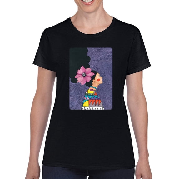 Pastell Flower Hair T-shirt Women's -Hulya Ozdemir Designs, Female Large