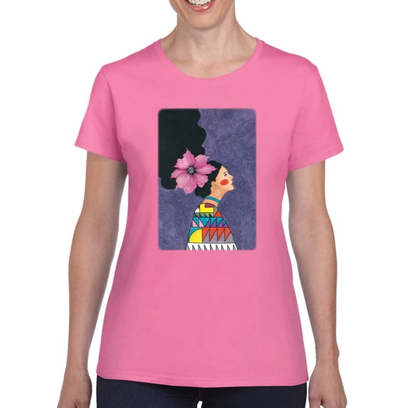 Pastell Flower Hair T-shirt Women's -Hulya Ozdemir Designs, Female x-Large