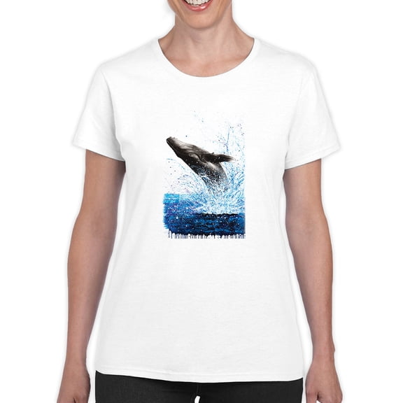 Pastell Jumping Whale T-shirt Women's -Ashvin Harrison Designs, Female 4X-Large