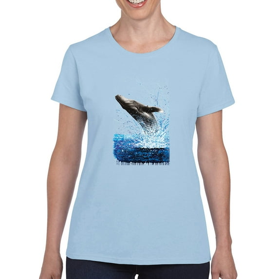Pastell Jumping Whale T-shirt Women's -Ashvin Harrison Designs, Female Medium