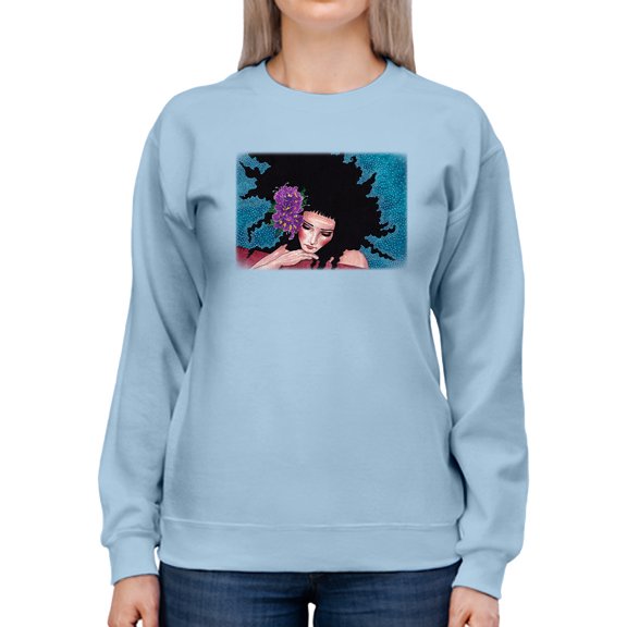 Pastell Purple Flowers Woman Sweatshirt Women's -Hulya Ozdemir Designs, Female 5X-Large