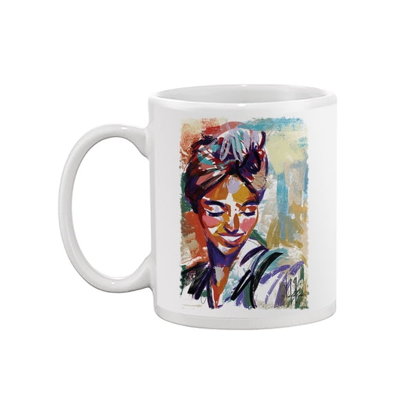 Pastell Smiling Woman Portrait Mug - David Coleman Jr Designs, 15 oz Ceramic Mug