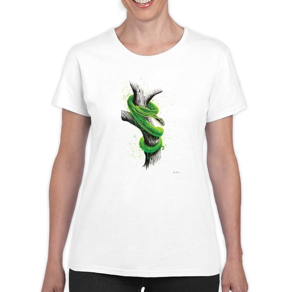 Pastell Snake Tangled On Branch T-shirt Women's -Ashvin Harrison Designs, Female Large