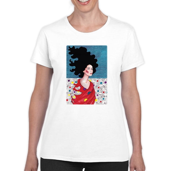 Pastell Woman In Red Dress T-shirt Women's -Hulya Ozdemir Designs, Female Medium