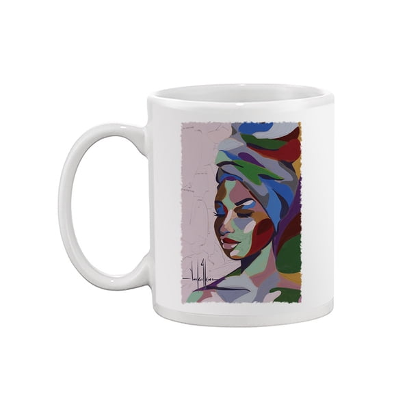Pastell Woman Wearing Head Scarf Mug - David Coleman Jr Designs, 15 oz Ceramic Mug