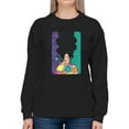 thumbnail image 1 of Pastell Woman With A Butterfly Sweatshirt Women's -Hulya Ozdemir Designs, Female Large, 1 of 4