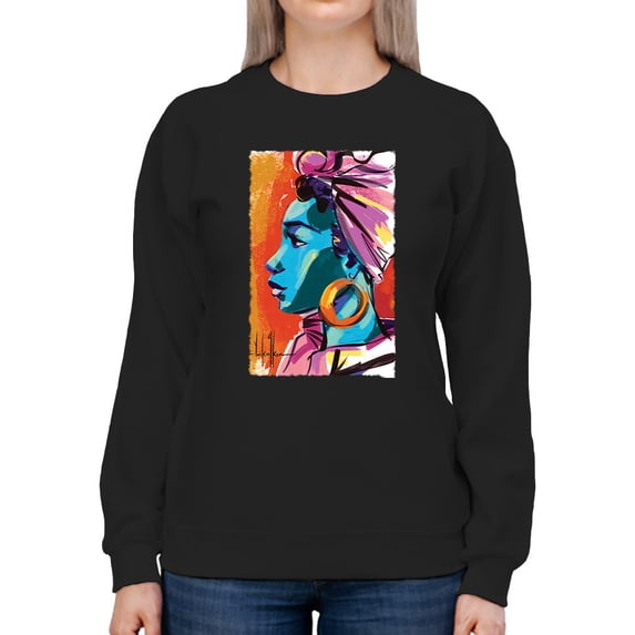 Pastell Woman With Earrings Sweatshirt Women -David Coleman Jr Designs, Female Large