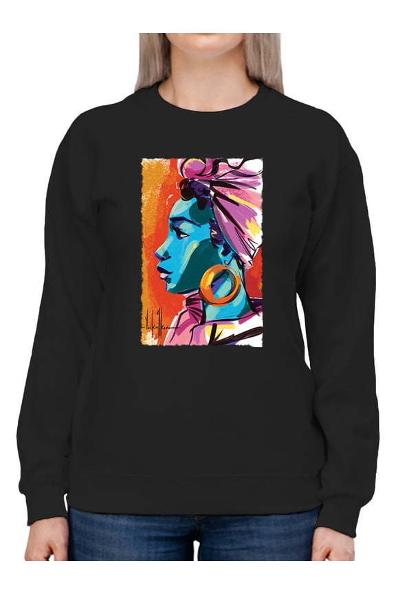 Woman With Earrings Sweatshirt Women -David Coleman Jr Designs, Female Medium