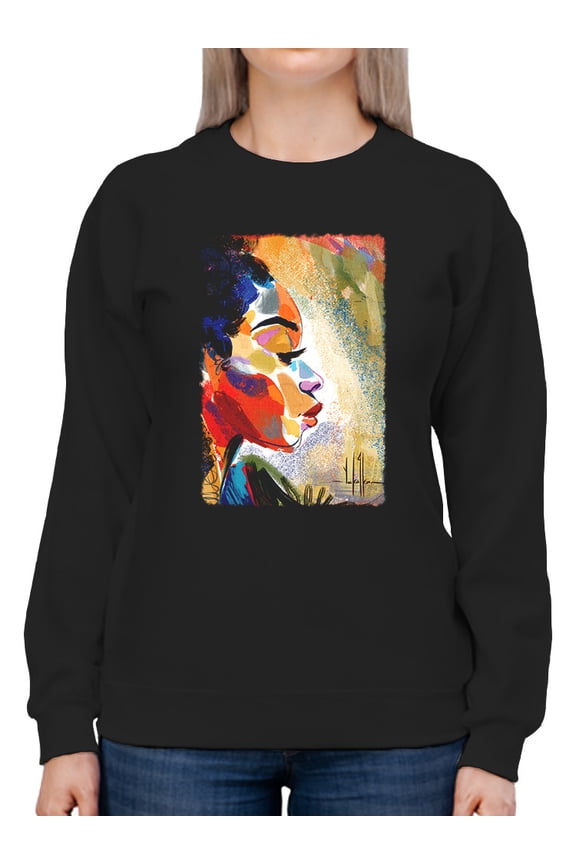 Woman's Watercolor Portrait Sweatshirt Women -David Coleman Jr Designs, Female Small