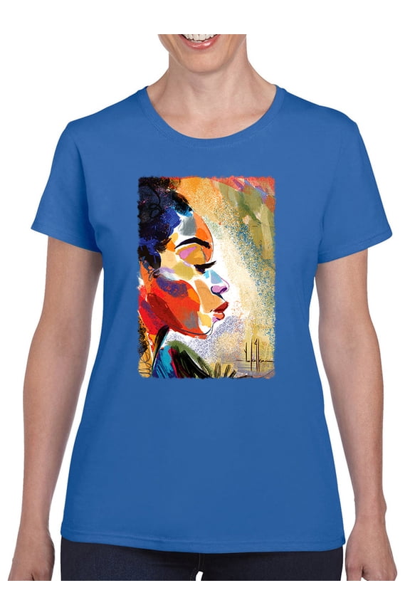 Woman's Watercolor Portrait T-Shirt Women -David Coleman Jr Designs, Female Large