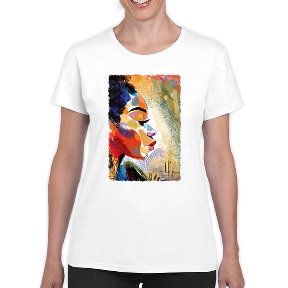 Pastell Woman's Watercolor Portrait T-Shirt Women -David Coleman Jr Designs, Female x-Large