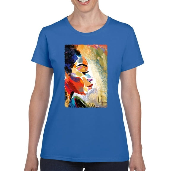 Pastell Woman's Watercolor Portrait T-Shirt Women -David Coleman Jr Designs, Female x-Large