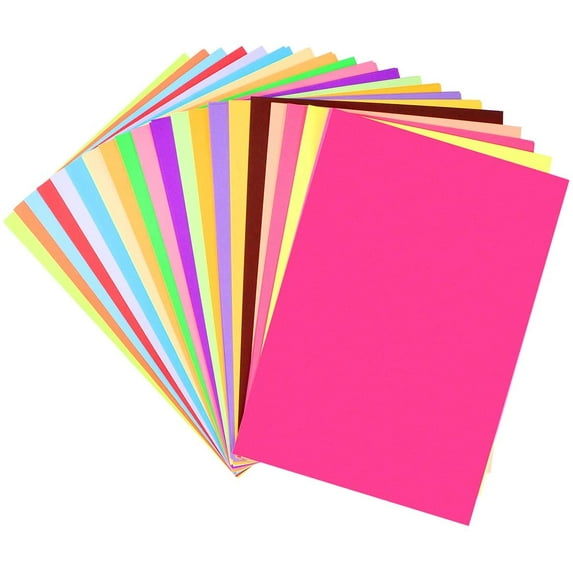 Pastels Copy Paper 100 PCS Assorted Rainbow Colored Printer Paper Perfect for School and Craft Projects Size A4