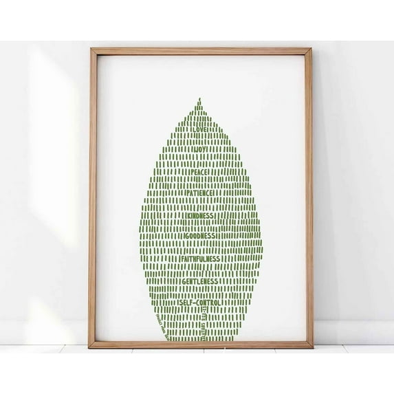 Fruit Of The Spirit Plant, Love Joy Peace, Green Bible Art, Modern Bible Verse Wall Art, Bible Sketch Christian Home Decor Wall Art, Modern Wall Decor, 12x18 UNFRAMED