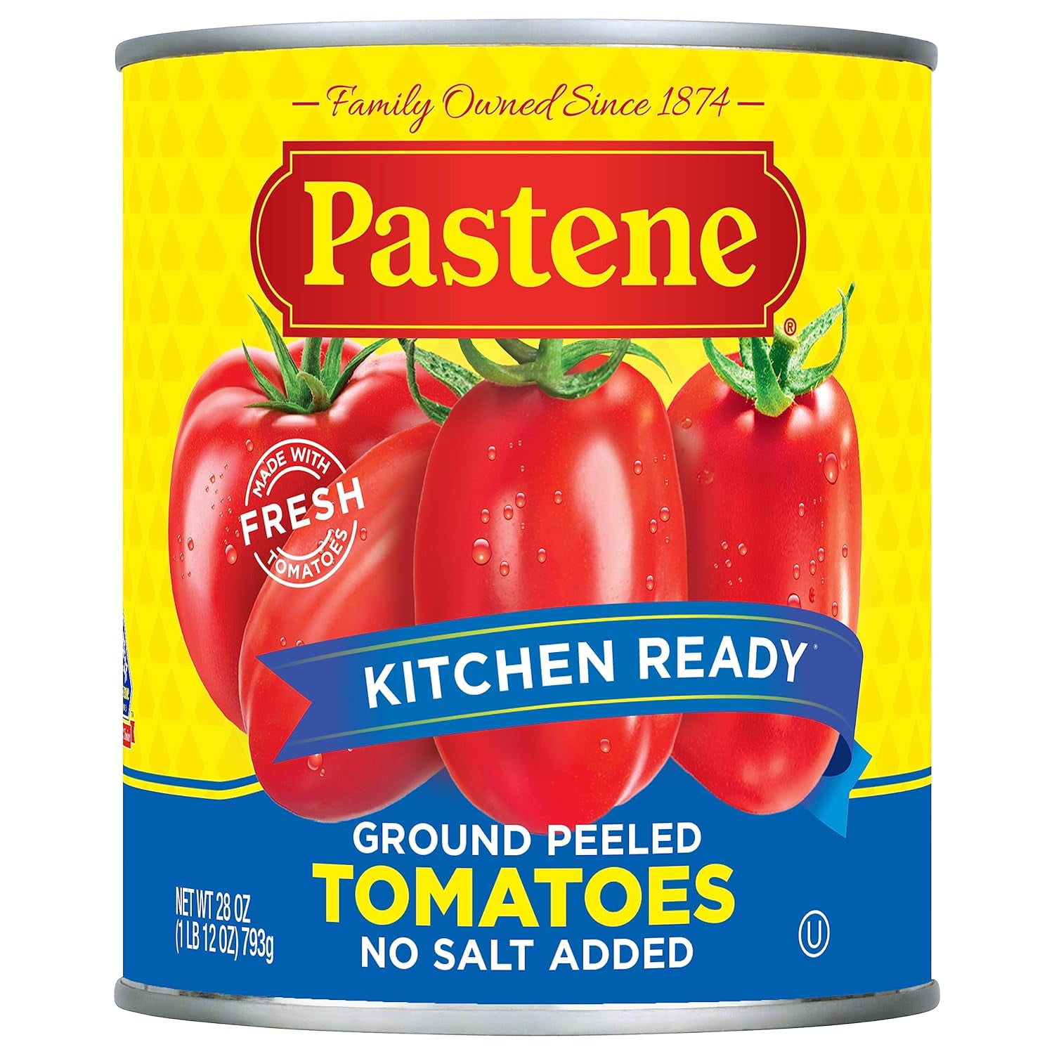 Pastene Kitchen Ready No Salt Ground Peeled Tomatoes, 28 Ounce (Pack of