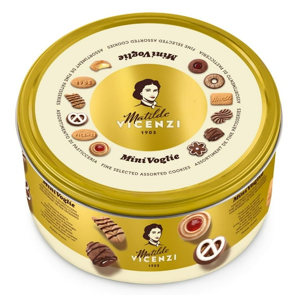 Pasticceria Matilde Vicenzi SCH4Minivoglie Butter Cookies Tin, Assortment of Traditional Italian Pastries, Easter, Mother's, Father's Day Cookie Gift Tin, 500g