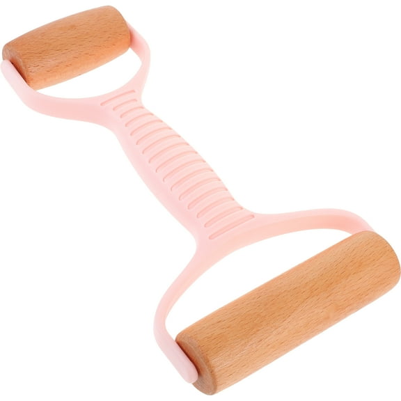 WHAMVOX Pink Double Ends Dough Rolling Pin with Comfortable Grip for Home Baking 7.5 inches