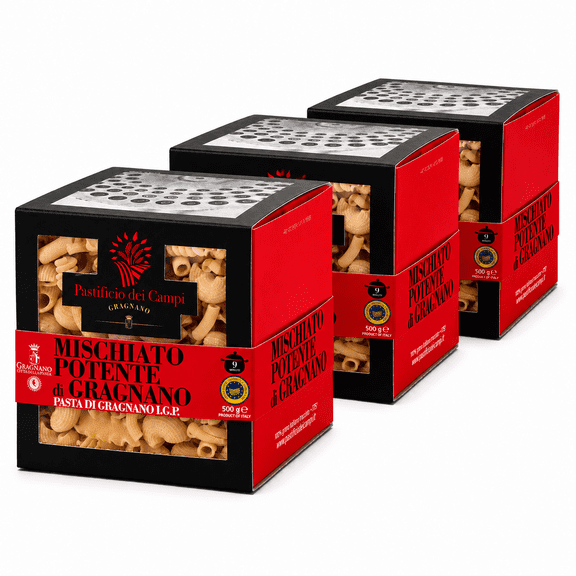 Pastificio dei Campi Mischiato Potente di Gragnano IGP, Mixed Shape Pasta from Italy, 100% Italian Durum Wheat Semolina, Slow-Dried Artisan Pasta, Imported Italian Pasta, 17.6 oz (500 g), pack of 3
