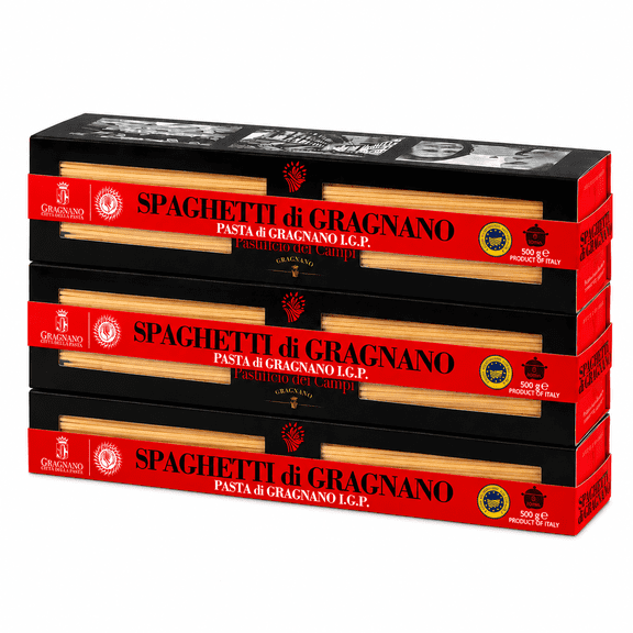 Pastificio dei Campi Spaghetti di Gragnano IGP, Imported Italian Spaghetti, Bronze-Cut & Slow-Dried Durum Wheat Semolina Pasta, Made in Italy, 17.6 oz (500g), Pack of 3