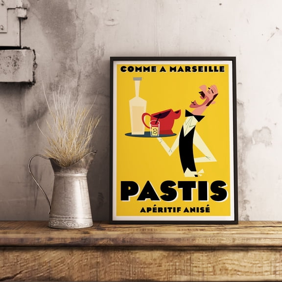 Pastis Aperitif Vintage Food And Drink Poster, Bar Alcohol Advertisement Wall Art Print