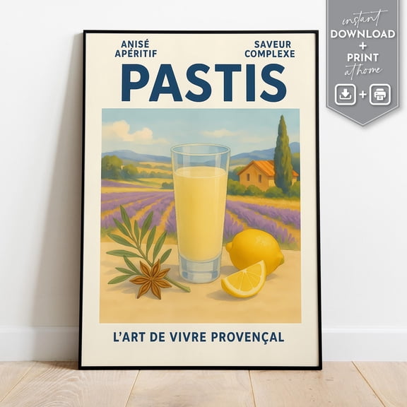 Pastis Wall Art Print Bar Cart Decor Cocktail Poster For Bartenders Or Gift For Pastis Lovers French Print, Poster Only