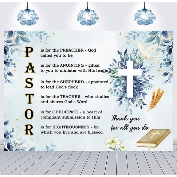 Pastor Appreciation Backdrop We Appreciate All You Do Background Blue Leaves Thank You Church Event Celebrations Party Decorations Banner Supplies Photo Booth Props