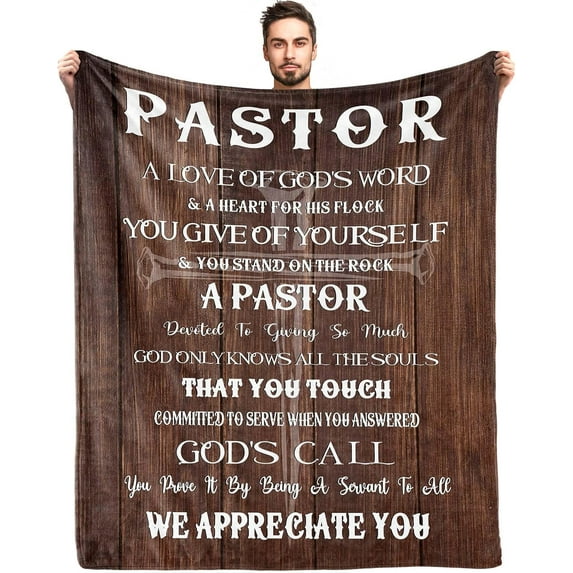 Pastor Appreciation Day Gifts, Pastor Gifts For Men, Thanksgiving Day Gifts for Pastor, Unique Pastor Day Gifts, Pastor’s Day Decorations Gift, Gifts For Pastor Religious Christian Blanket 60"x50"