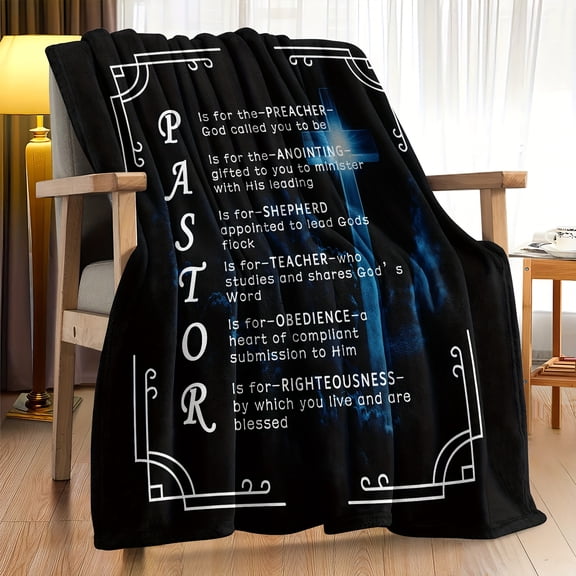 Pastor Appreciation Gift for Men Reversible Microfiber Throw Blanket Inspirational All Season Christmas Father'S Day Birthday Machine Washable Contemporary Style Pastor Appreciation Gifts