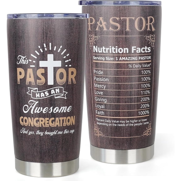 Pastor Appreciation Gifts for Men - Unique Christmas Birthday Gifts for Pastor Husband Dad - Christian Religious Pastors Gift for Him Boyfriend - 20 oz Stainless Steel Tumbler