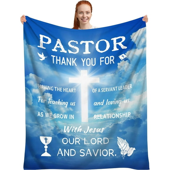 Pastor Appreciation Gifts, Pastor Gifts for Men, Christian Blanket, Religious Christian Gifts for Men, Unique Pastor Gifts for Church, Soft Blue Pastor Appreciation Throw Blanket 50"x40"