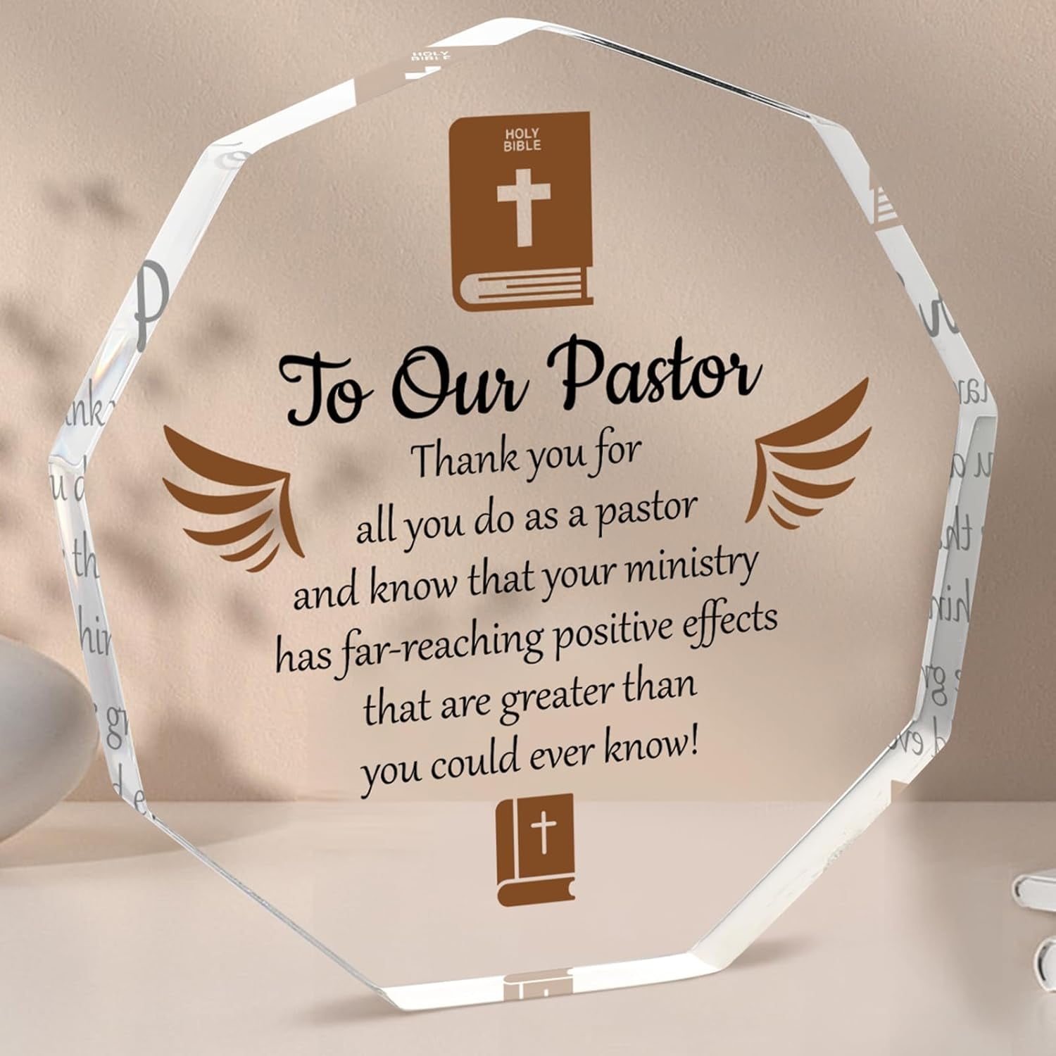Pastor Appreciation Gifts Plaque For Pastors, Nonagon Acrylic Sign Gifts For Pastor For Pastor