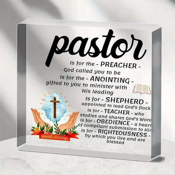 Pastor Appreciation Gifts, Thank You Acrylic Plaque Pastor Gifts for Men, Birthday Christian Gift for Preacher, Tabletop Sign Decoration