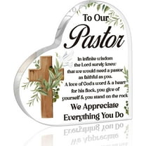 Pastor Appreciation Heart Shaped Acrylic Decor for Men Women, Unique Pastor Decoration Christmas Christian Prayer Sign for Office Desk Bookshelf Bedroom Nightstand