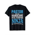 thumbnail image 1 of Pastor Because Devil Stomping Ninja Isn't an Official Job Title Funny Graphic T-Shirt, Unisex Cotton Casual Round Neck Short Sleeve Tee with Slight Stretch, 100% Cotton, S-XXXL, Black with Blue Print, 1 of 9