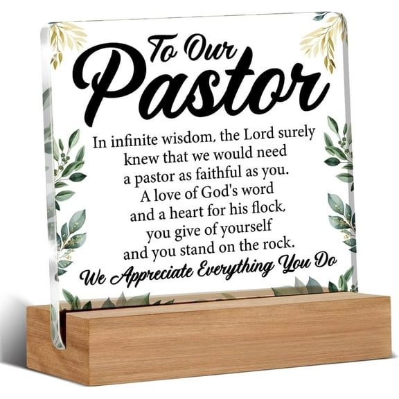 Pastor Gifts for Men Women - Thank You Appreciation Gifts for Pastor - Religious Gifts for Pastor - Pastor Clear Desk Decorative Sign Home Decor 4x4 Inch