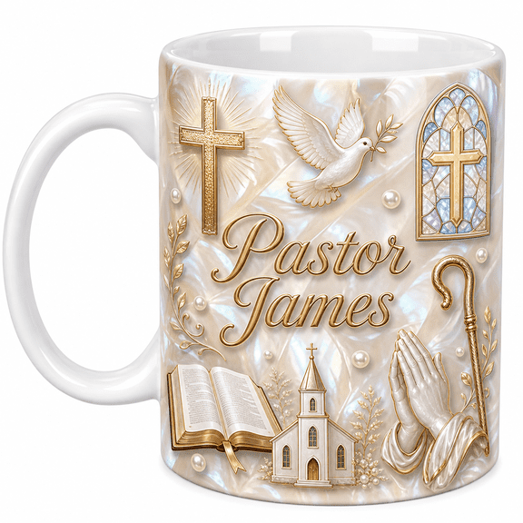 Pastor Mug Personalized Church Gift, 2D Printed 3D Effect Ministry Appreciation